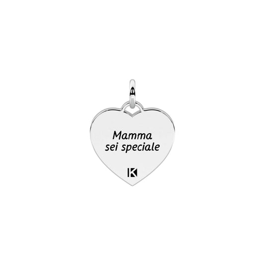 Charm cuore mamma Kidult By You acciaio con scritta MISURA UNICA
