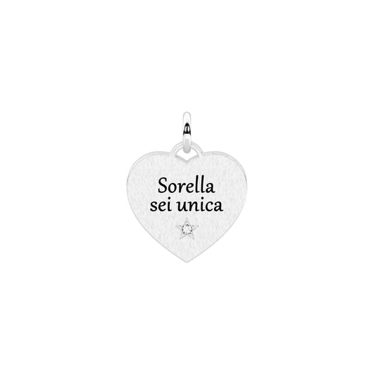Charm cuore sorella Kidult By You acciaio con cristallo MISURA UNICA