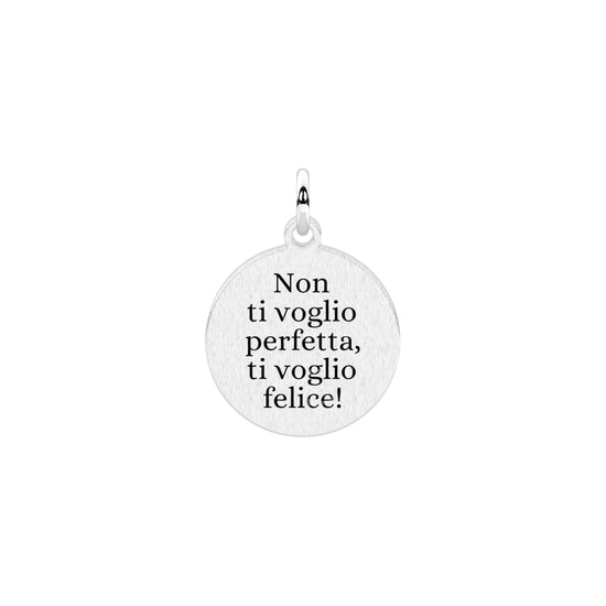 Charm tondo con frase Kidult By You acciaio con cristallo MISURA UNICA