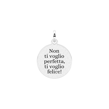 Charm tondo con frase Kidult By You acciaio con cristallo MISURA UNICA