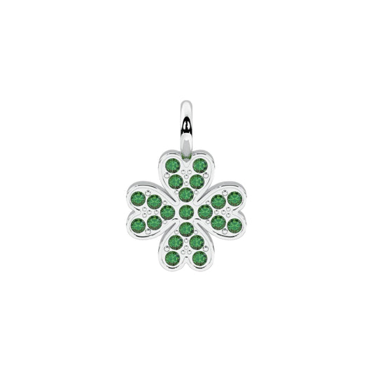 Charm quadrifoglio Kidult By You acciaio con cristalli verdi MISURA UNICA