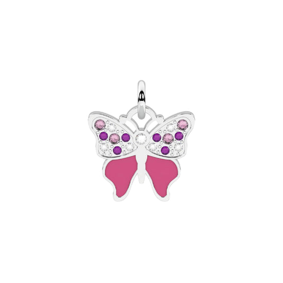 Charm farfalla Kidult By You acciaio con cristalli rosa MISURA UNICA