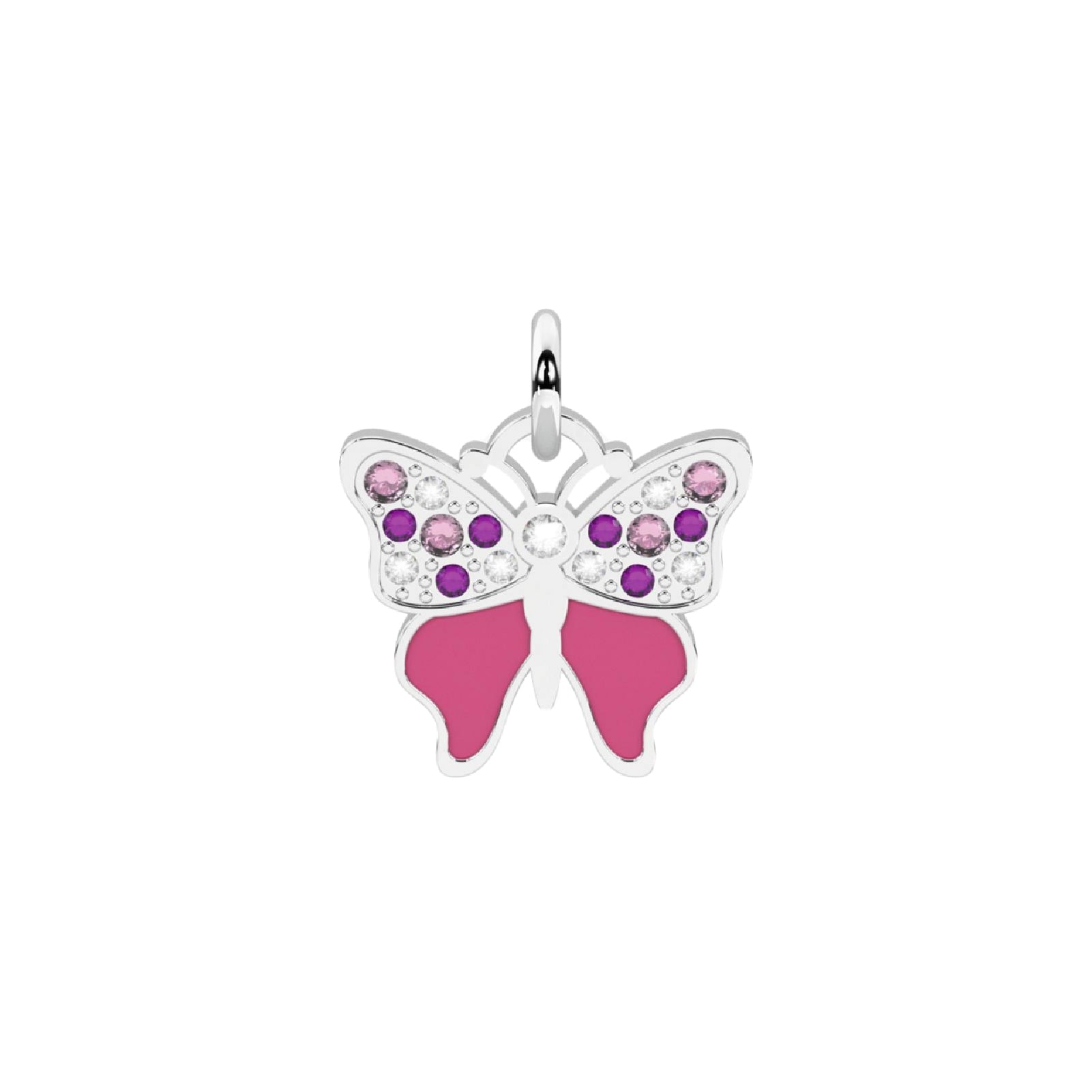 Charm farfalla Kidult By You acciaio con cristalli rosa MISURA UNICA