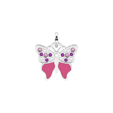 Charm farfalla Kidult By You acciaio con cristalli rosa MISURA UNICA