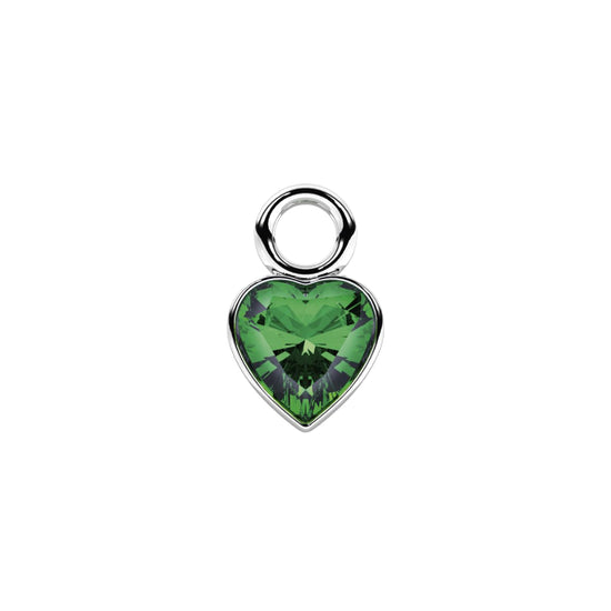 Charm a cuore Kidult By You in acciaio smeraldo sintetico MISURA UNICA