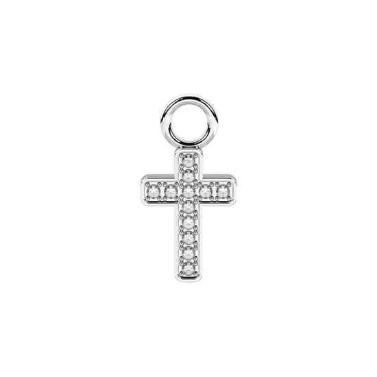 Charm croce Kidult By You in acciaio con zirconi bianchi MISURA UNICA