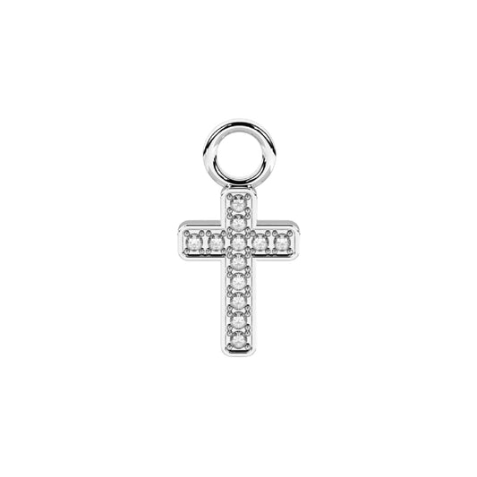 Charm croce Kidult By You in acciaio con zirconi bianchi MISURA UNICA