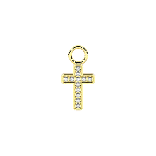 Charm croce Kidult By You in acciaio oro zirconi bianchi MISURA UNICA
