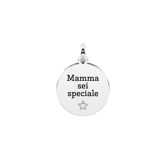 Charm tondo Kidult By You per mamma in acciaio con cristallo MISURA UNICA