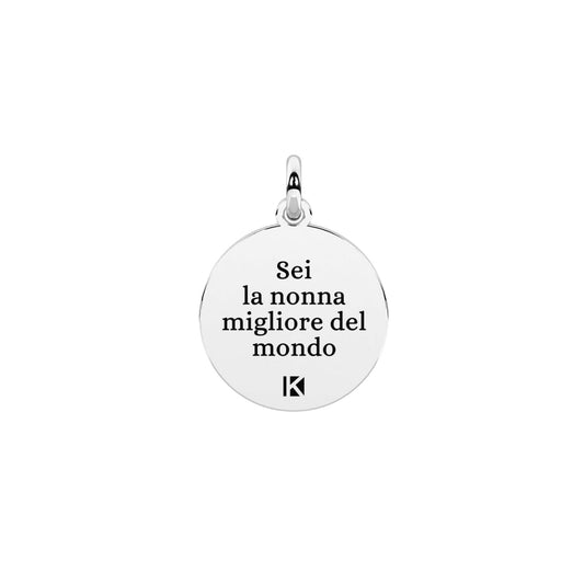 Charm tondo Kidult By You per nonna in acciaio con cristallo MISURA UNICA