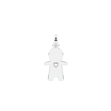 Charm Kidult Symbols in acciaio bimbo e cuore in cristallo MISURA UNICA