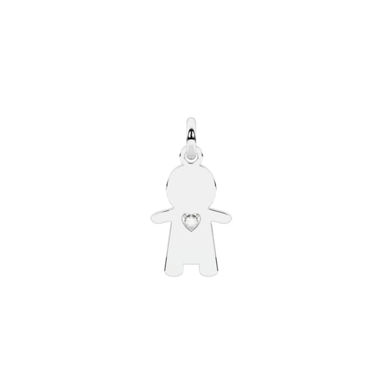 Charm Kidult Symbols in acciaio bimbo e cuore in cristallo MISURA UNICA