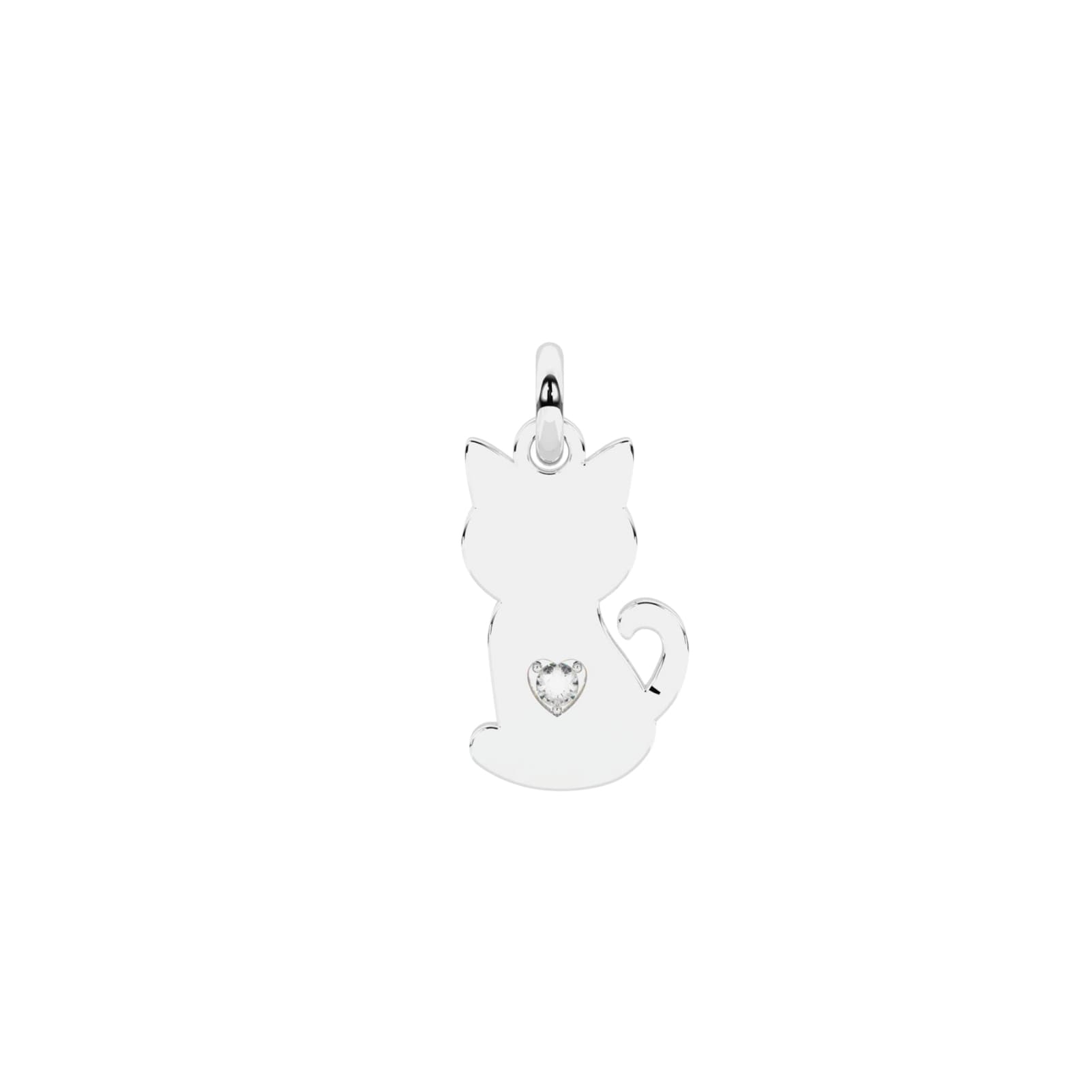 Charm Kidult Symbols in acciaio gatto e cuore in cristallo MISURA UNICA