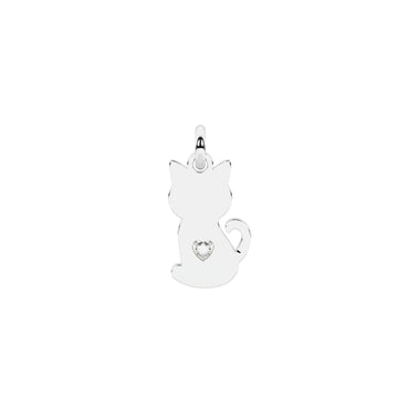 Charm Kidult Symbols in acciaio gatto e cuore in cristallo MISURA UNICA