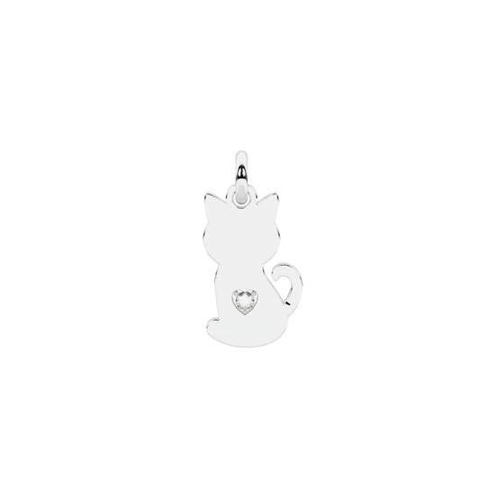 Charm Kidult Symbols in acciaio gatto e cuore in cristallo MISURA UNICA