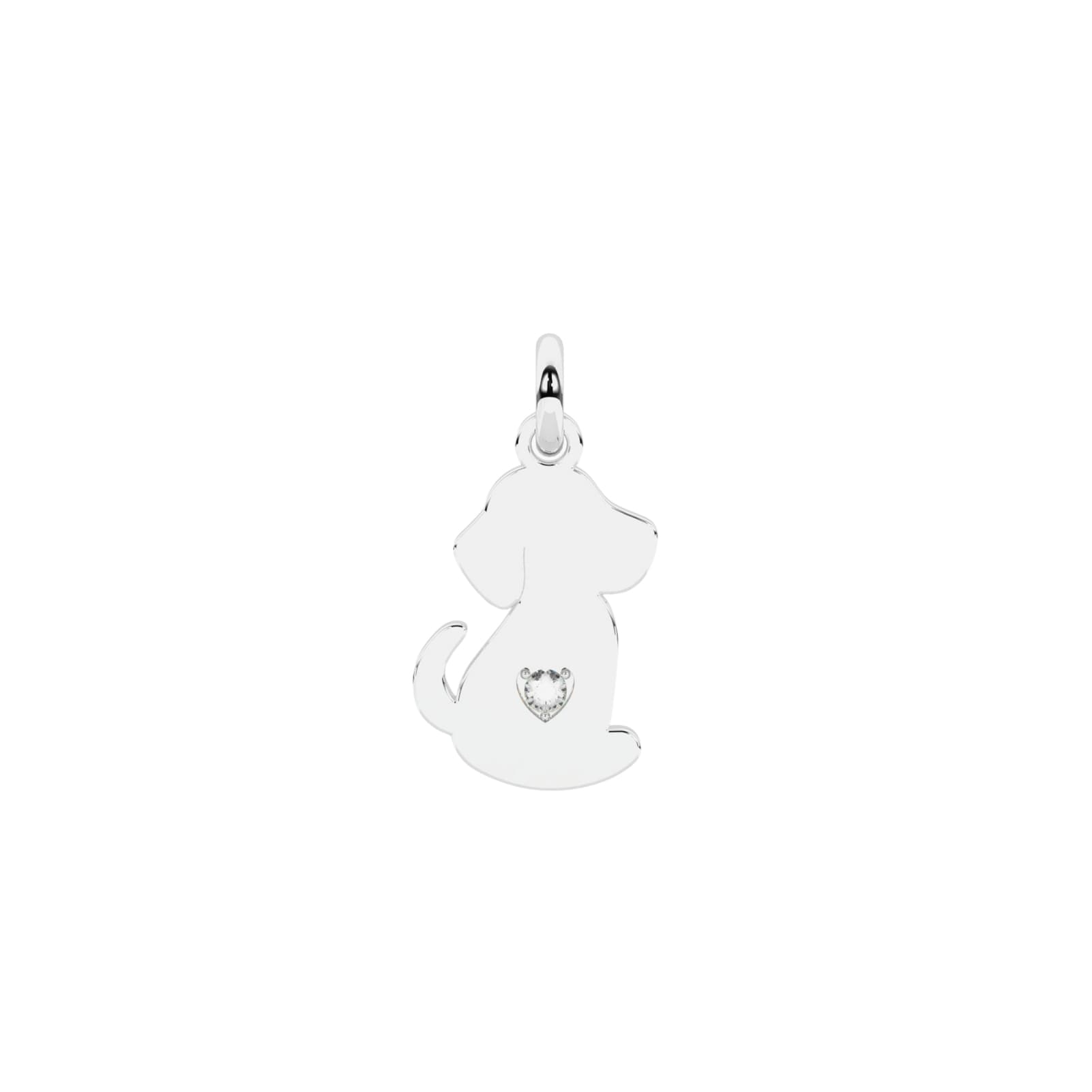 Charm Kidult Symbols in acciaio cane e cuore in cristallo MISURA UNICA