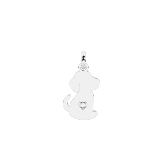 Charm Kidult Symbols in acciaio cane e cuore in cristallo MISURA UNICA