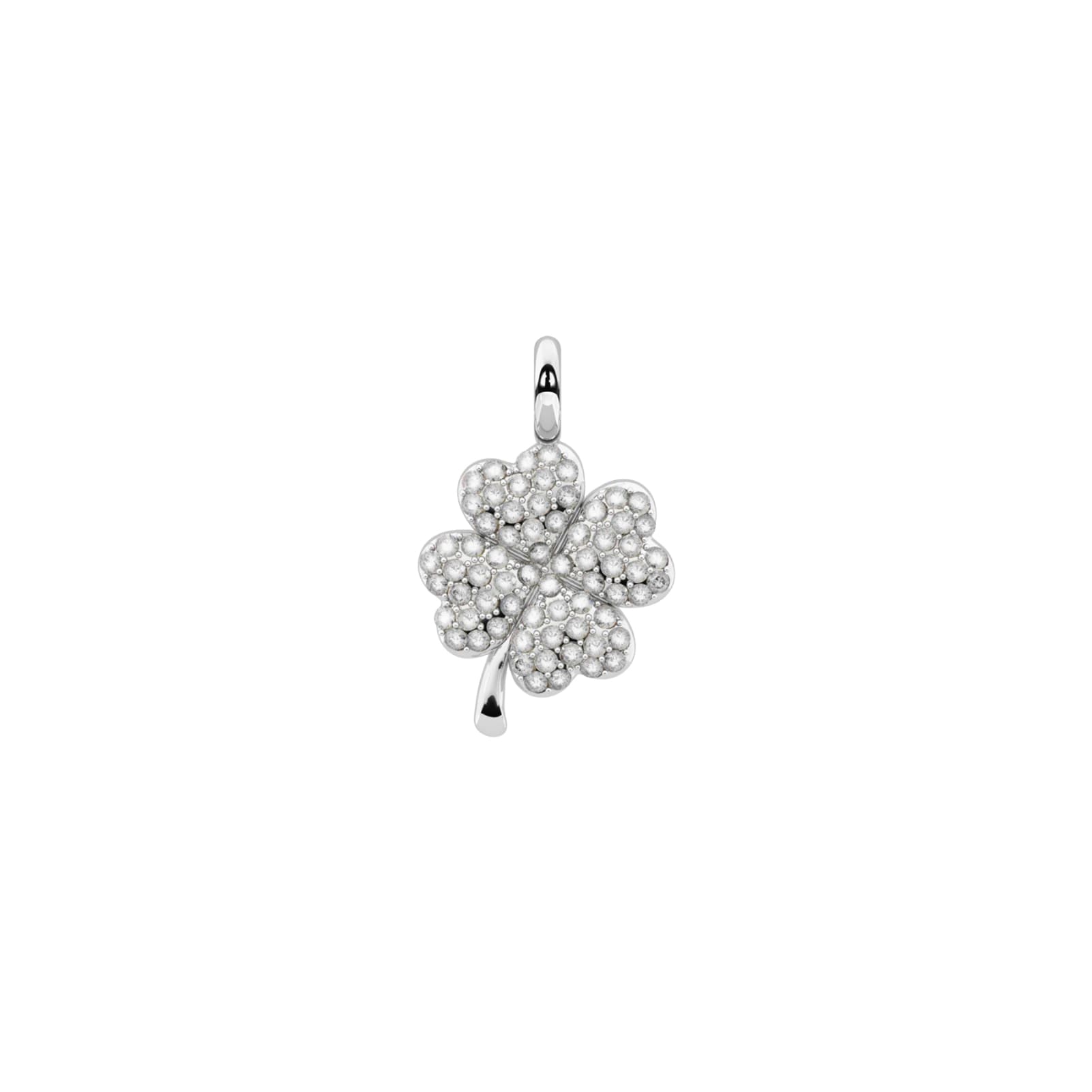 Charm Kidult Symbols in acciaio quadrifoglio e cristalli MISURA UNICA