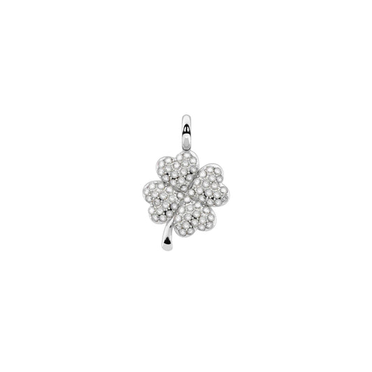 Charm Kidult Symbols in acciaio quadrifoglio e cristalli MISURA UNICA