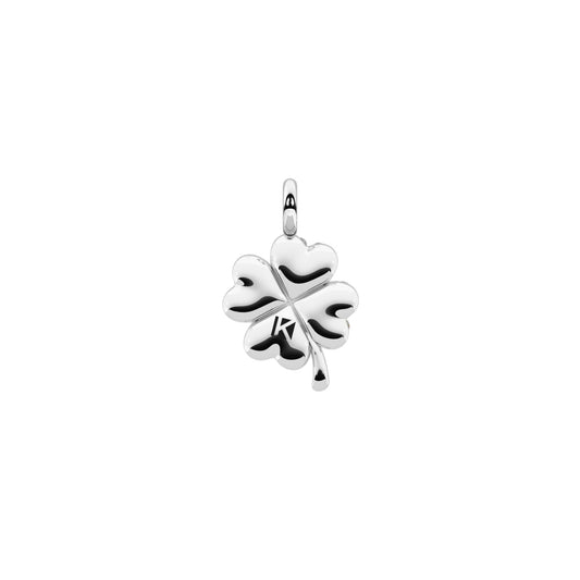 Charm Kidult Symbols in acciaio quadrifoglio e cristalli MISURA UNICA