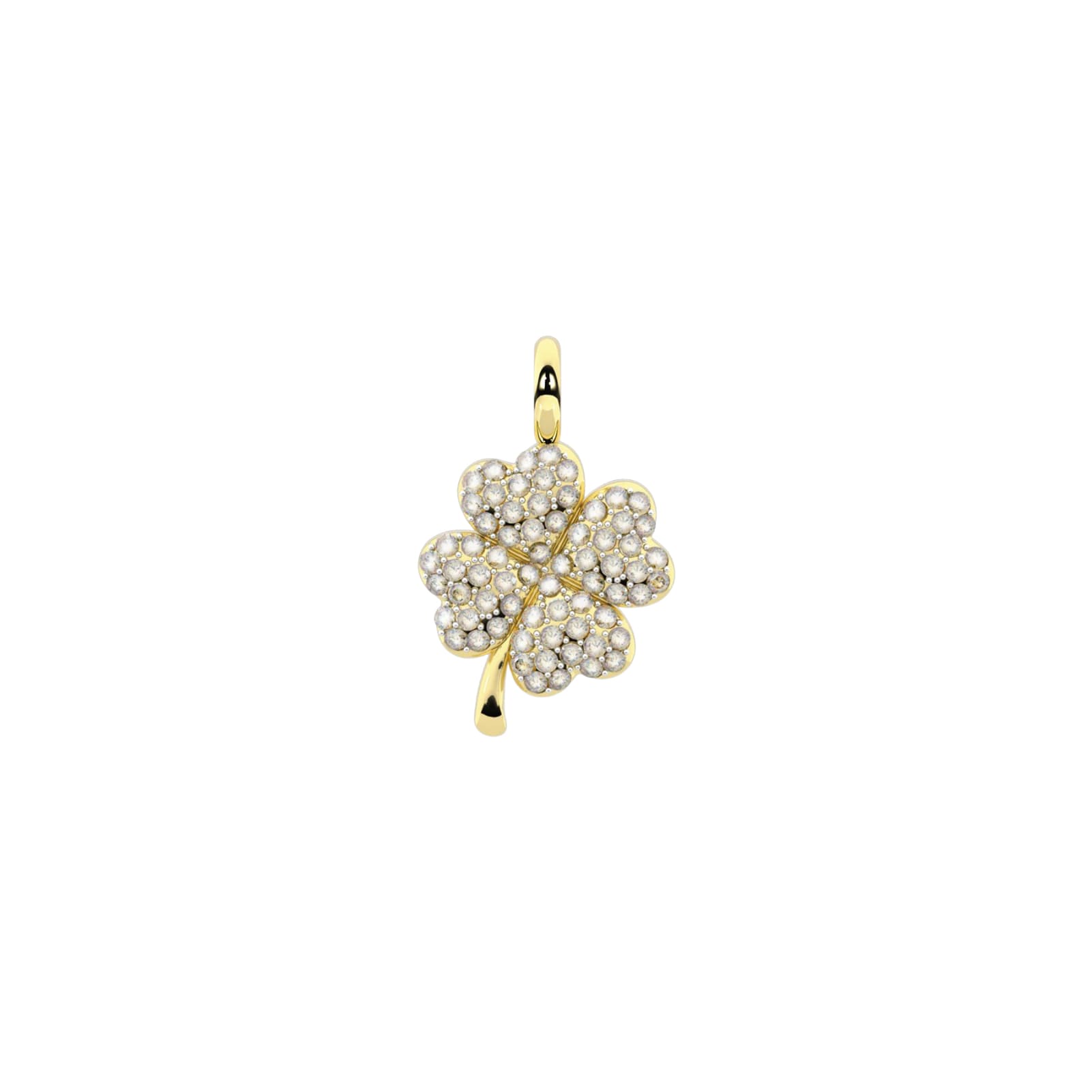 Charm Kidult Symbols in acciaio pvd oro quadrifoglio cristalli MISURA UNICA