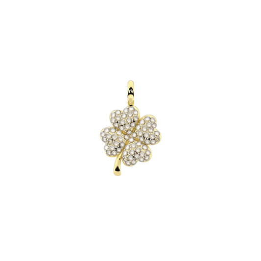 Charm Kidult Symbols in acciaio pvd oro quadrifoglio cristalli MISURA UNICA