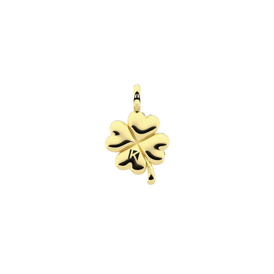 Charm Kidult Symbols in acciaio pvd oro quadrifoglio cristalli MISURA UNICA