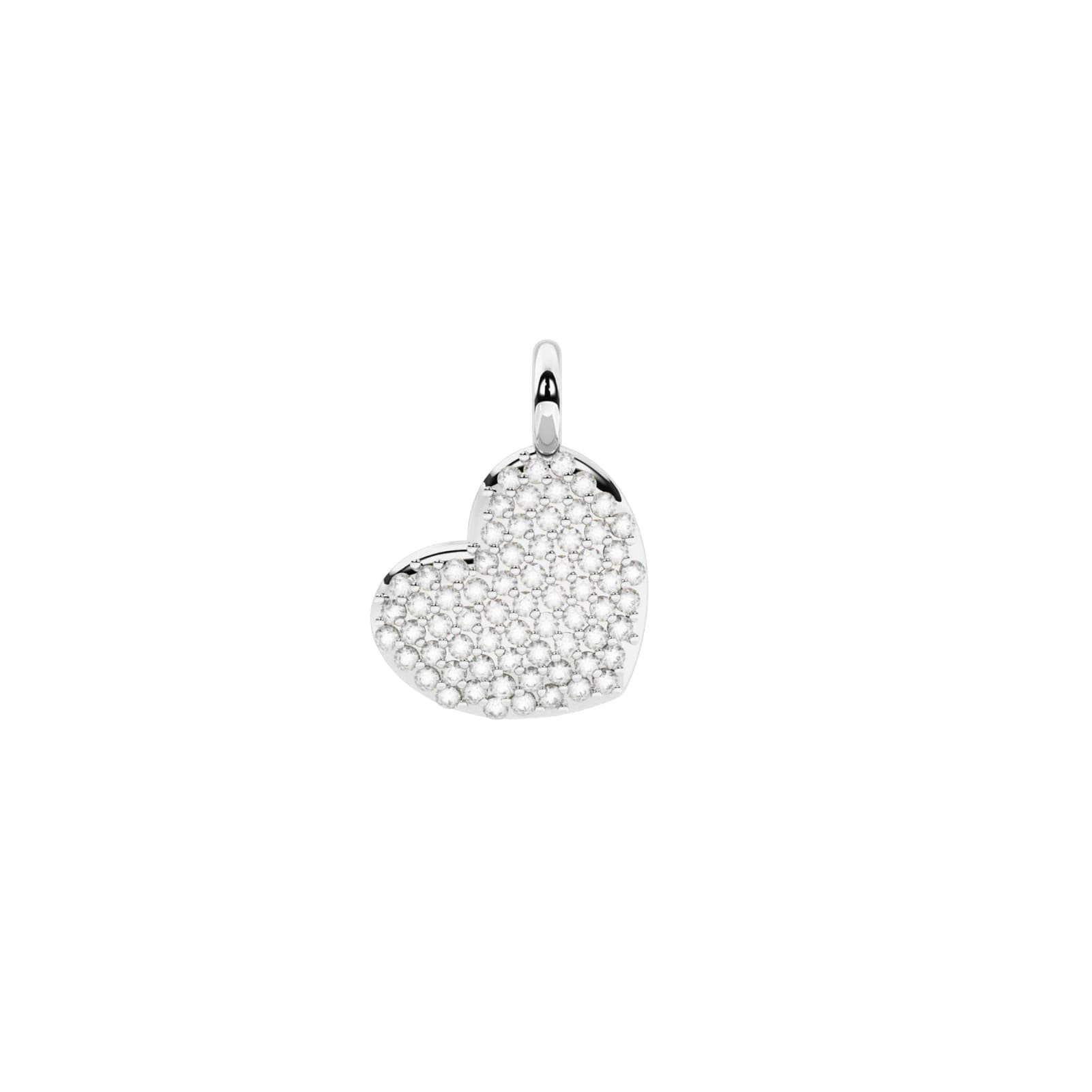 Charm Kidult Symbols in acciaio cuore e cristalli bianchi MISURA UNICA