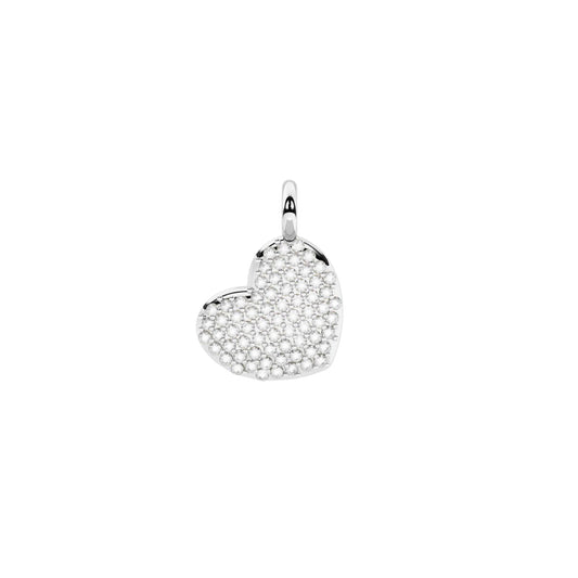 Charm Kidult Symbols in acciaio cuore e cristalli bianchi MISURA UNICA
