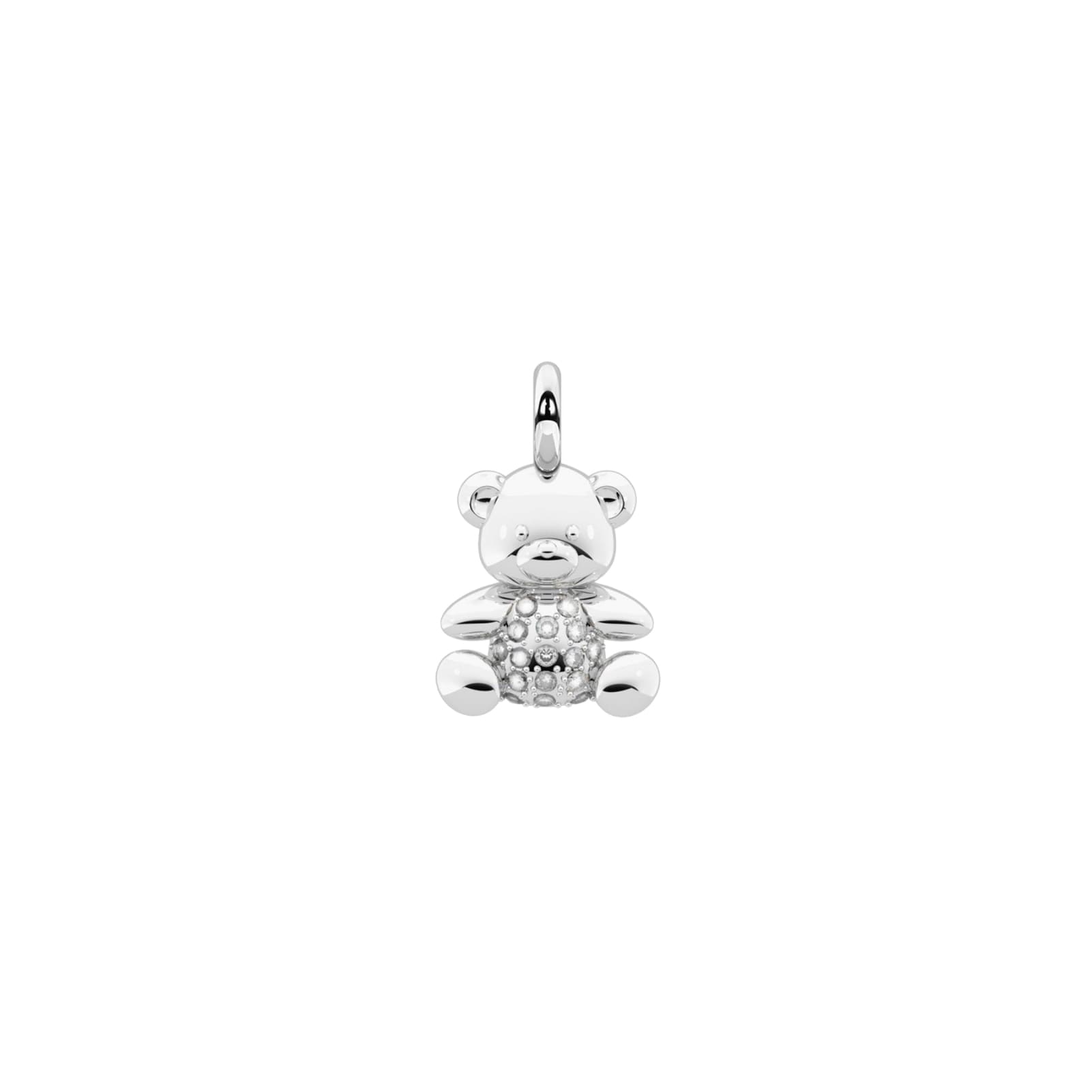 Charm Kidult Symbols in acciaio orsetto e cristalli bianchi MISURA UNICA