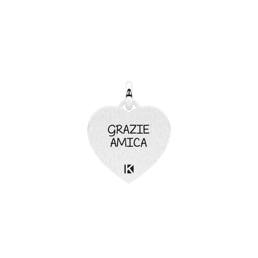 Charm Kidult Friendship in acciaio cuore con scritta amica MISURA UNICA