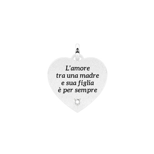 Charm Kidult Family in acciaio cuore con scritta per mamma MISURA UNICA