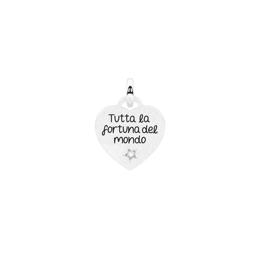 Charm Kidult Philosophy in acciaio scritta fortuna e cristallo MISURA UNICA