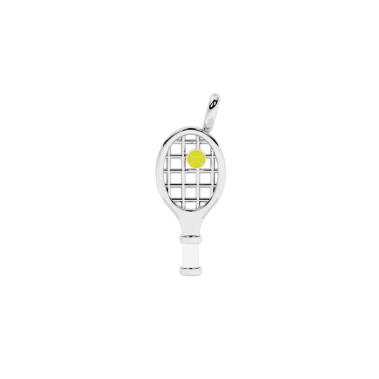 Charm Kidult Symbols in acciaio racchetta tennis e cristallo MISURA UNICA