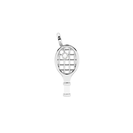 Charm Kidult Symbols in acciaio racchetta tennis e cristallo MISURA UNICA