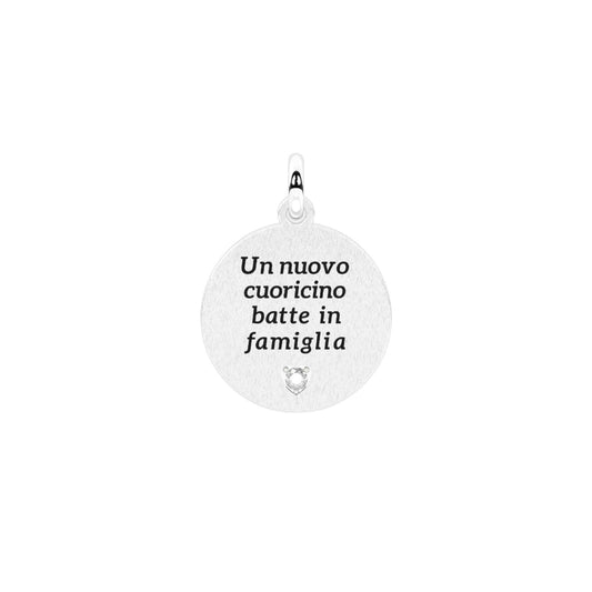 Charm Kidult Moments in acciaio con scritta per nascita MISURA UNICA