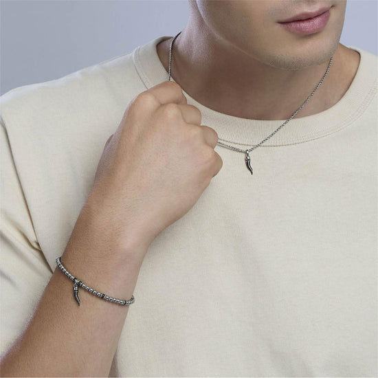Collana Kidult Style in acciaio cornetto portafortuna da uomo MISURA UNICA
