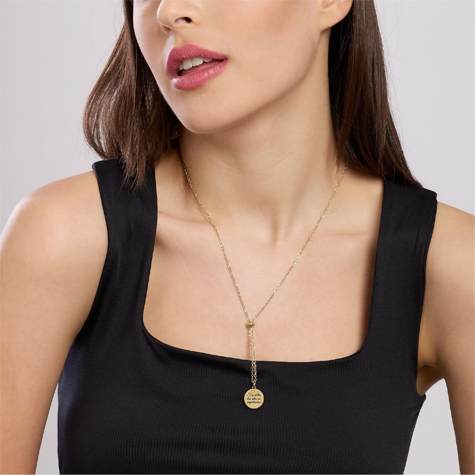 Collana Kidult By You catena diamantata in acciaio dorato MISURA UNICA