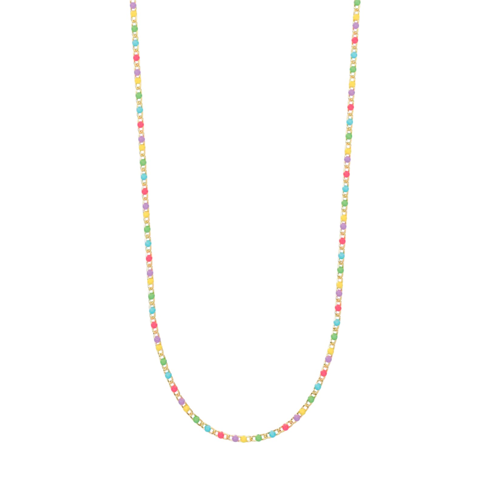 Collana catena Kidult in acciaio pdv oro e smalto multicolor MISURA UNICA