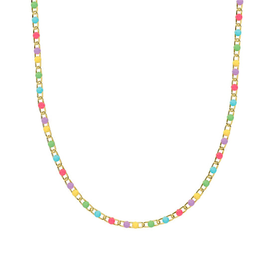 Collana catena Kidult in acciaio pdv oro e smalto multicolor MISURA UNICA