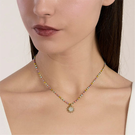 Collana catena Kidult in acciaio pdv oro e smalto multicolor MISURA UNICA