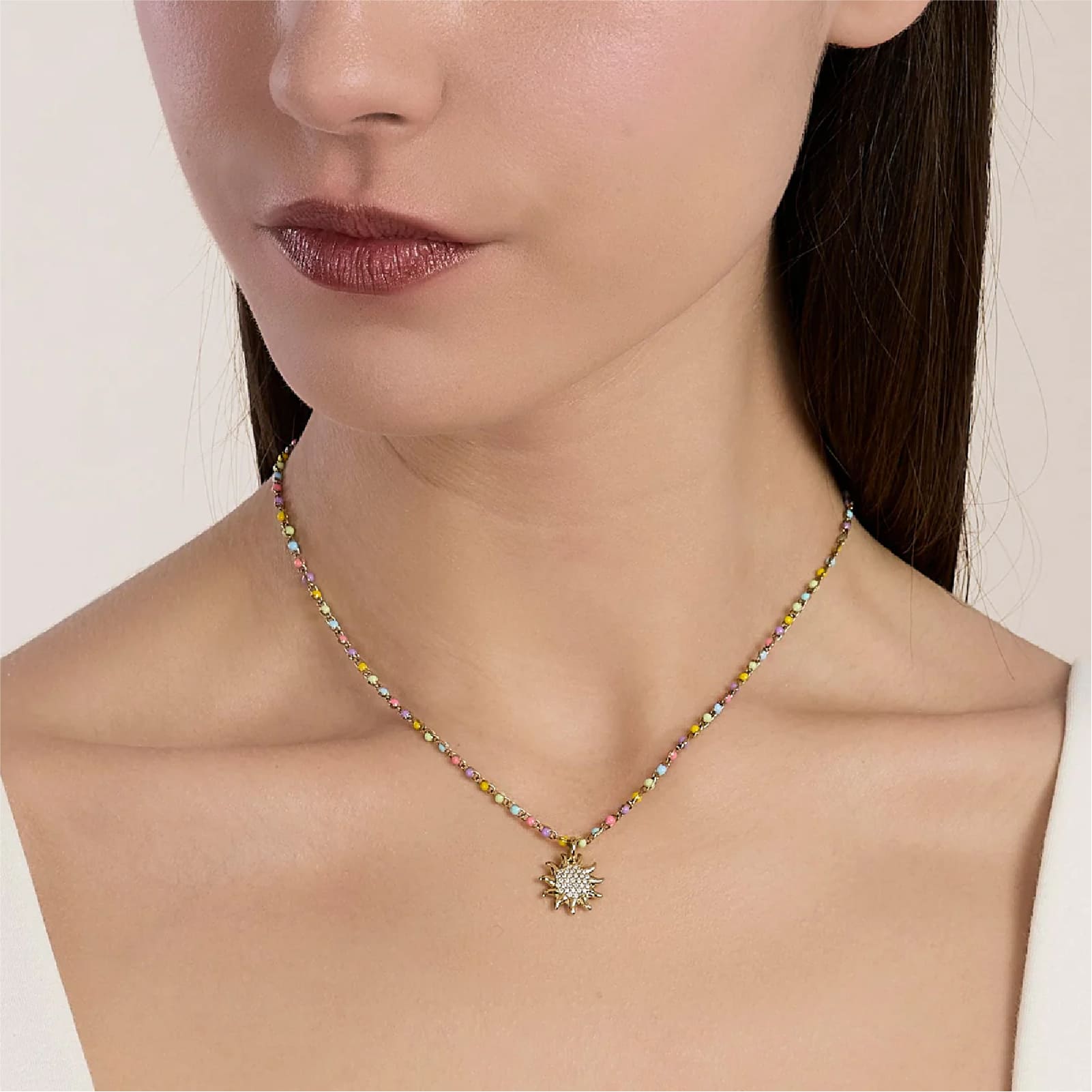 Collana catena Kidult in acciaio pdv oro e smalto multicolor MISURA UNICA