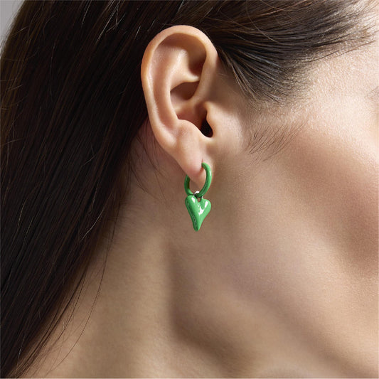 Orecchino cerchio Kidult By You acciaio smalto verde MISURA UNICA