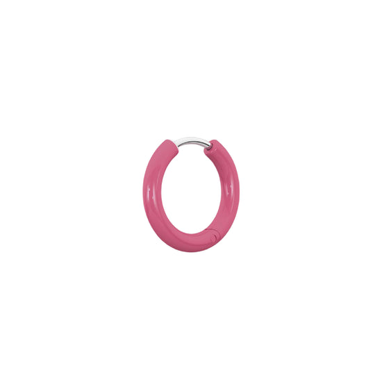 Orecchino cerchio Kidult By You in acciaio e smalto rosa MISURA UNICA