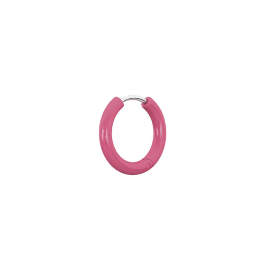 Orecchino cerchio Kidult By You in acciaio e smalto rosa MISURA UNICA