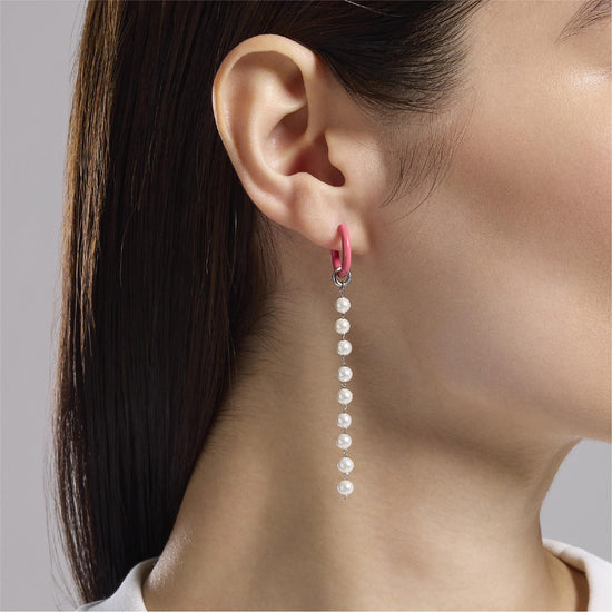 Orecchino cerchio Kidult By You in acciaio e smalto rosa MISURA UNICA