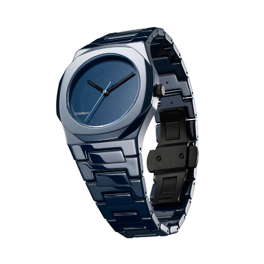 Orologio solo tempo D1 Milano in ceramica di colore blu MISURA UNICA