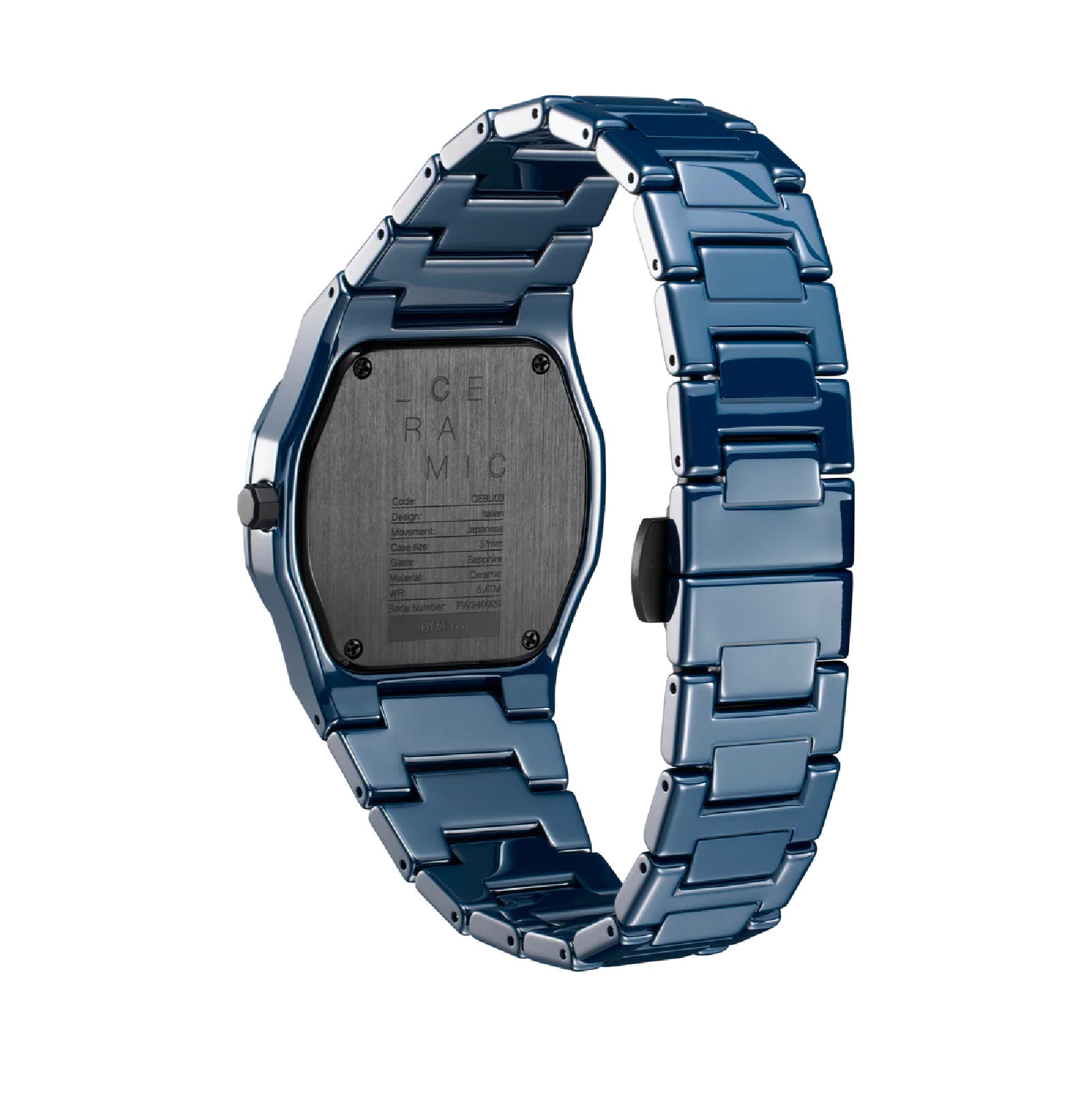 Orologio solo tempo D1 Milano in ceramica di colore blu MISURA UNICA