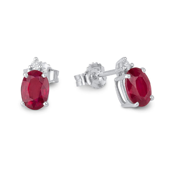 Orecchini Demetra in oro bianco diamanti e rubino 2,30 ct MISURA UNICA