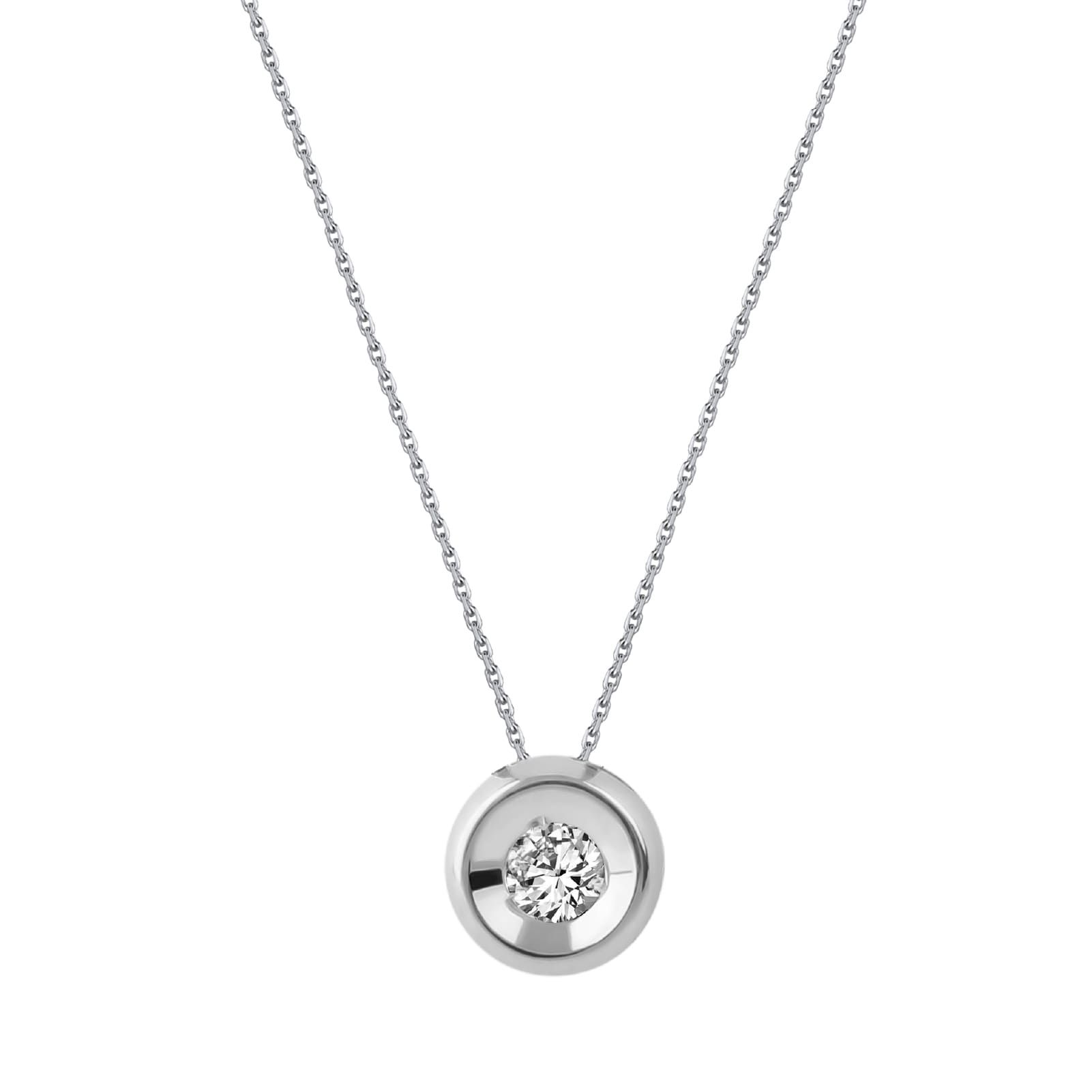 Collana Demetra Diana in oro bianco con diamante 0,05 ct MISURA UNICA